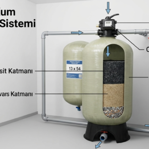 Antrasit–Kum Filtrasyon Sistemleri (1” Valf Bağlantılı | 13 x 54 Tank)