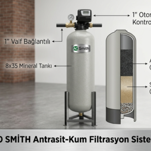 Antrasit–Kum Filtrasyon Sistemleri (1” Valf Bağlantılı | 8x35 Tank)